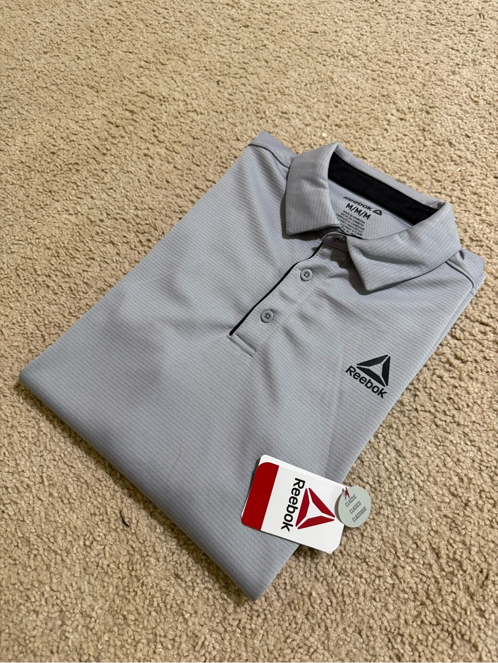 Reebok Mens Performance Ace Polo Shirt Gray Short Sleeve Men's New Sz M, 2XL,3XL